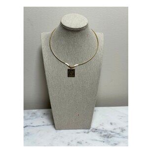 Vintage Anne Klein GoldTone Lion Head Pendant Choker Necklace Unique Work Attire